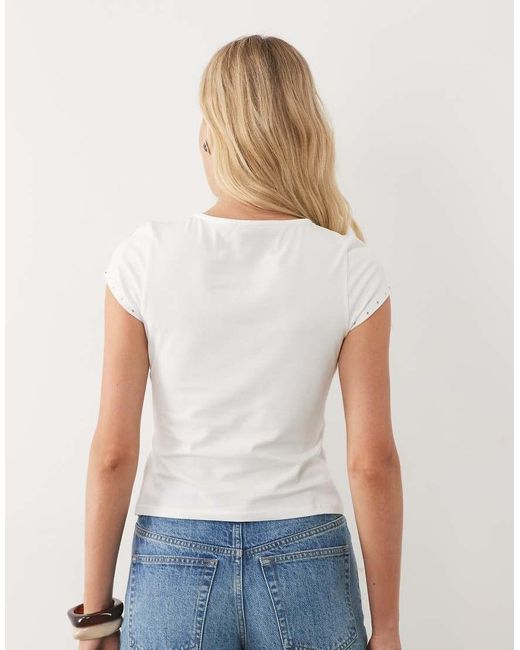 ASOS Natural Keyhole Top With Stud Details