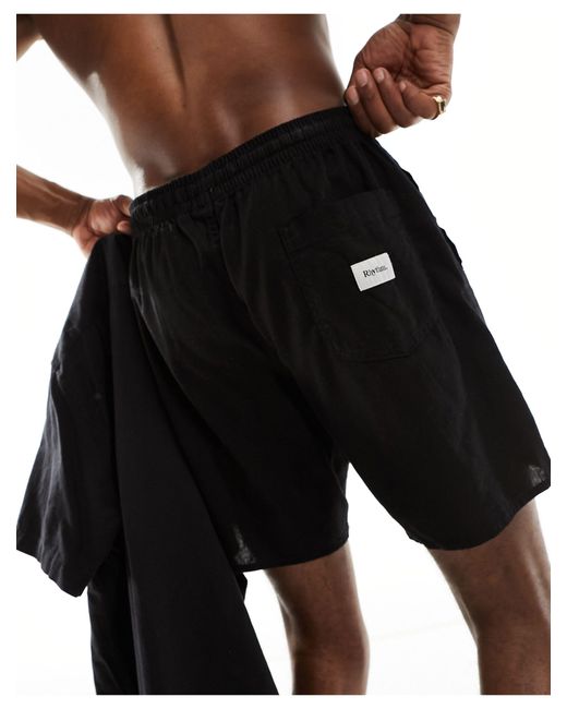 Rhythm Black Classic Linen Beach Jam Shorts for men
