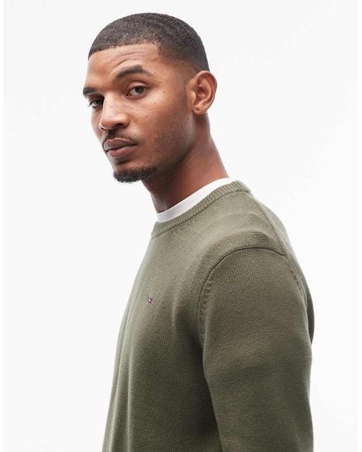 Tommy Hilfiger Green Chest Logo Slim Jumper for men