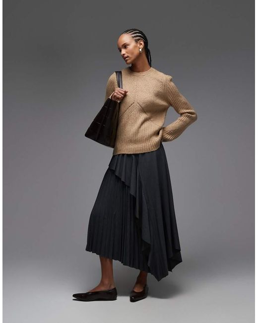Jersey Marrón Moca De Punto Acanalado De ASOS de color Gray