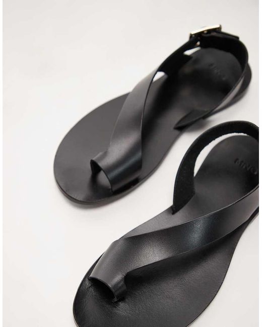 Mango White Leather Strap Buckle Detail Sandal