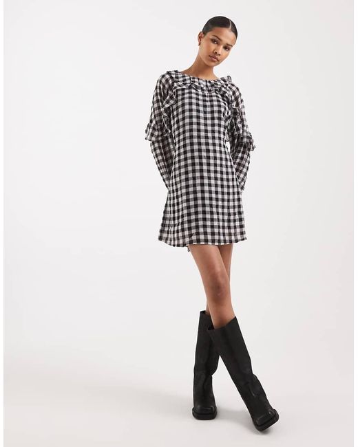 Vero Moda White Frill Detail Long Sleeve Mini Dress
