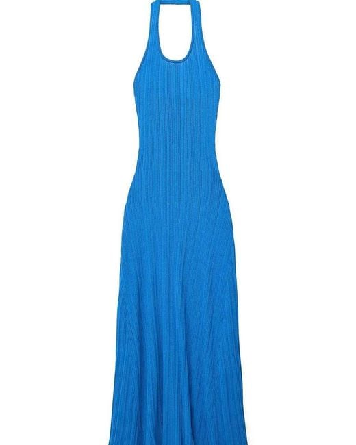 NA-KD Blue Knitted Halterneck Maxi Dress
