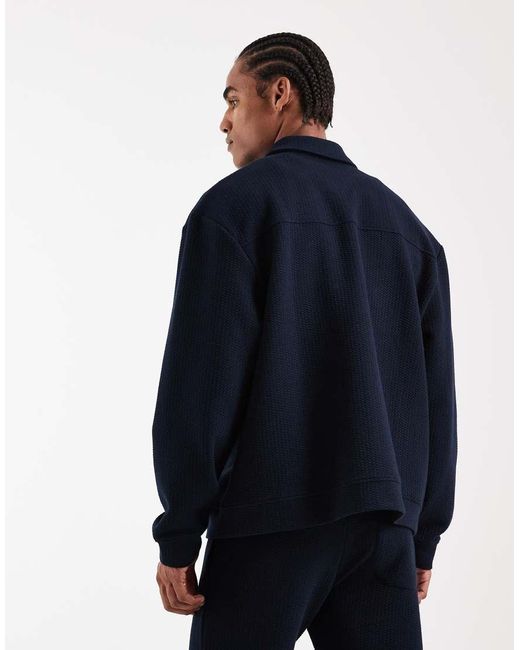 ASOS Blue Relaxed Zip Through Jacket for men