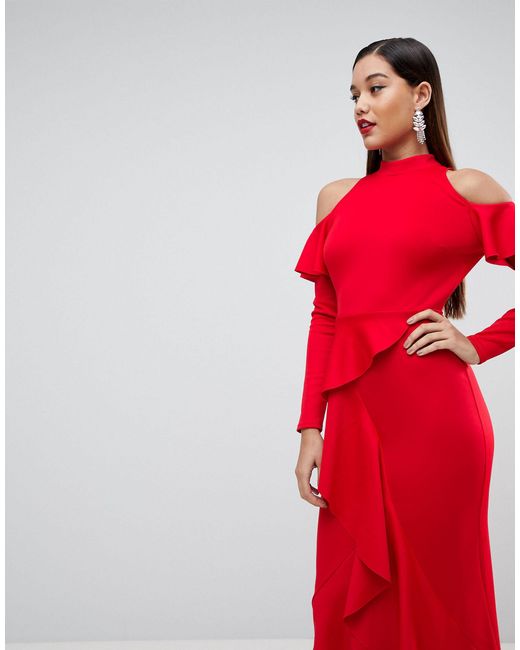 ruffle open back dress