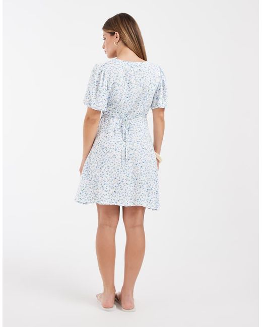 Vero Moda Blue Button Through Mini Skater Dress