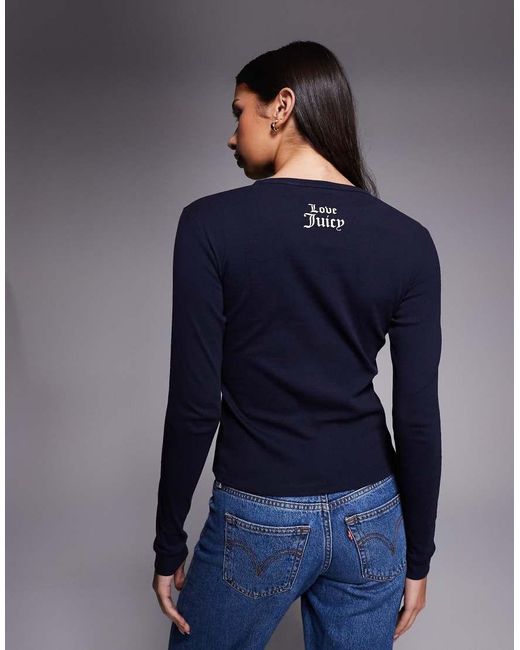 Juicy Couture Blue Girl Of The Year Logo Long Sleeve Top