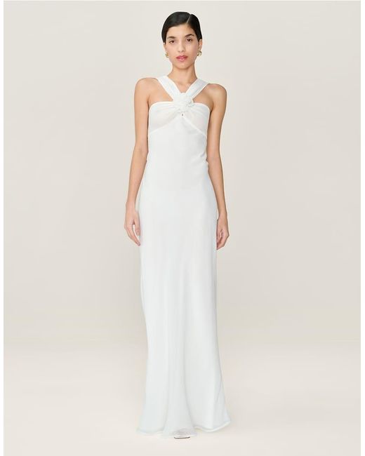 OMNES Natural Dresses Amélie Chiffon Maxi Dress With Rosette Detail