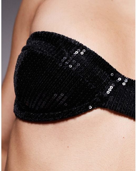 ASOS Black Brie Sequin Balcony Underwire Bra