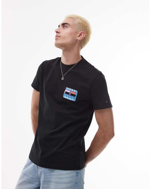Tommy Hilfiger Blue Blurry Flag Back Print T-shirt for men