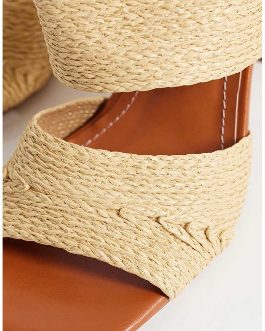 Public Desire Natural Milo Raffia Heeled Mule Sandals