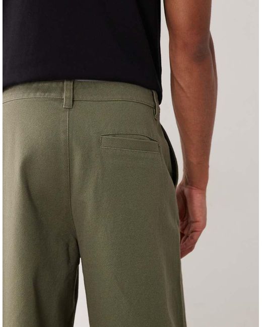 ASOS Green Loose Straight Canvas Pants for men