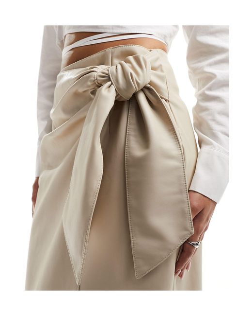 ASOS White Faux Leather Wrap Midi Skirt