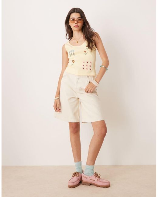 ASOS Natural High Waisted Long Line Denim Jort