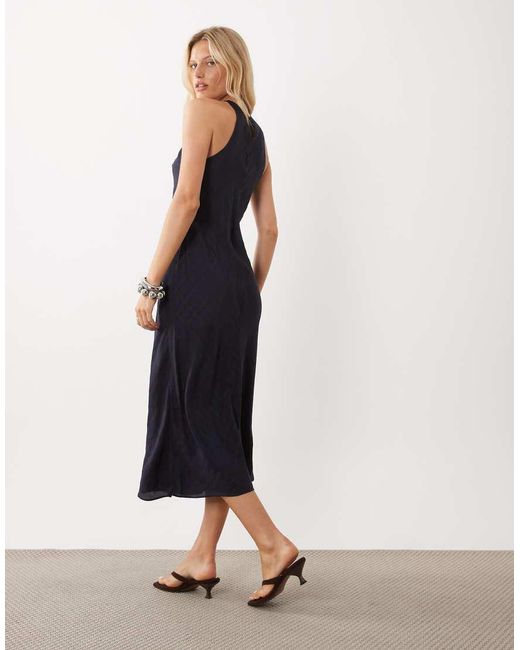 Mango Blue Sleeveless Halterneck Midi Dress
