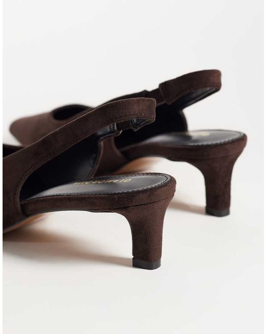 Glamorous Natural Slingback Kitten Heel Shoes