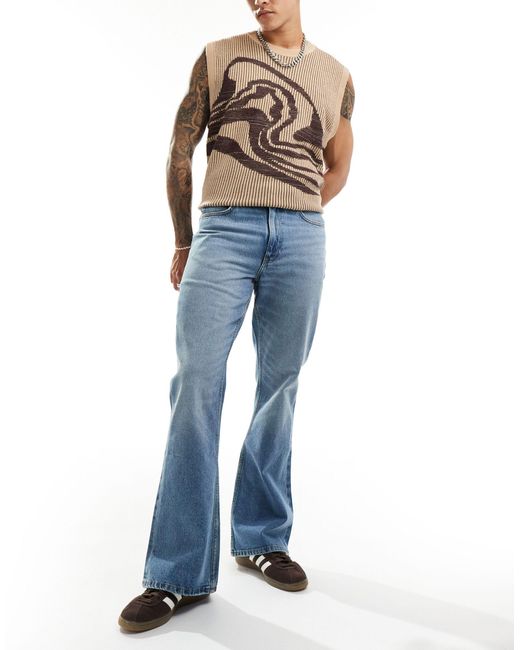 Jeans a zampa vintage lavaggio chiaro di ASOS in Blue da Uomo