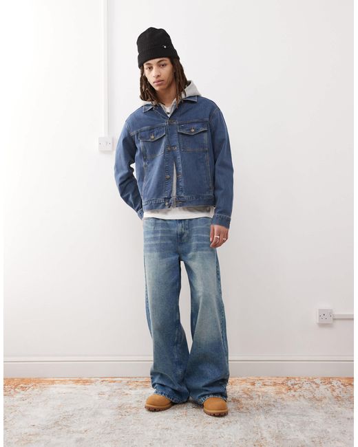 Timberland – jeansjacke mit mittlerer waschung in Blue für Herren