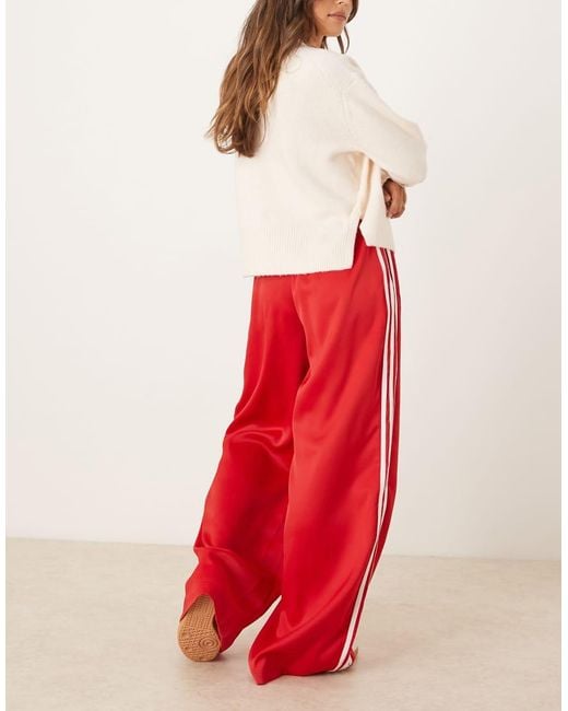 Adidas Originals Red Wide Leg Satin joggers