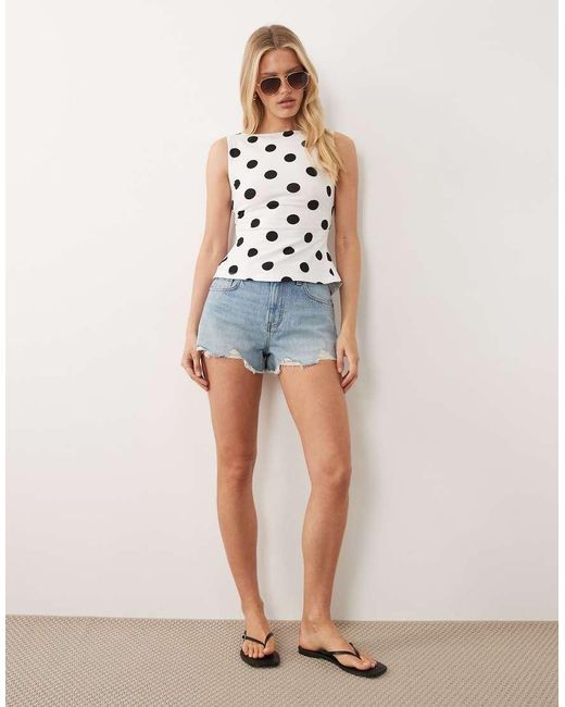 ASOS White Slash Neck Tie Back Tank Top
