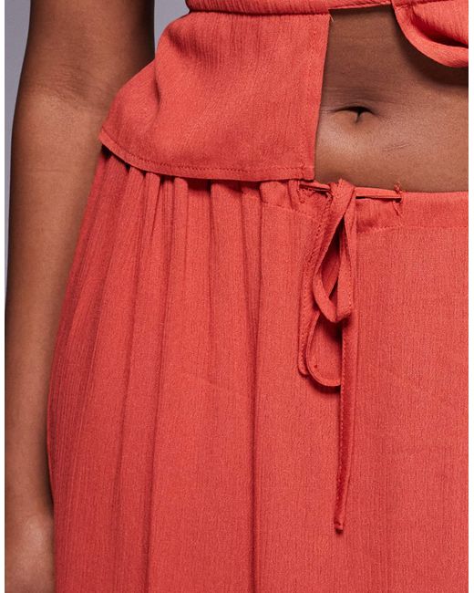 Kaiia Red Exclusive Tie Waist Maxi Skirt Co-ord