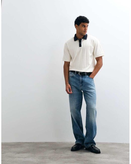 ASOS White Relaxed Polo With Contrast Collar for men