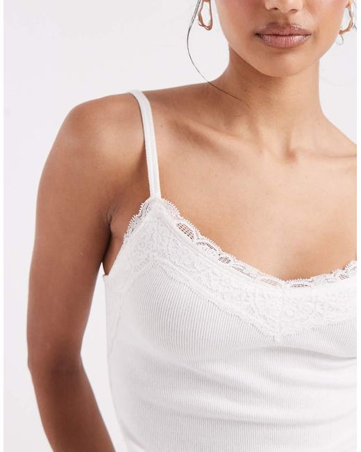 Hollister White Lace Trim Cami Top