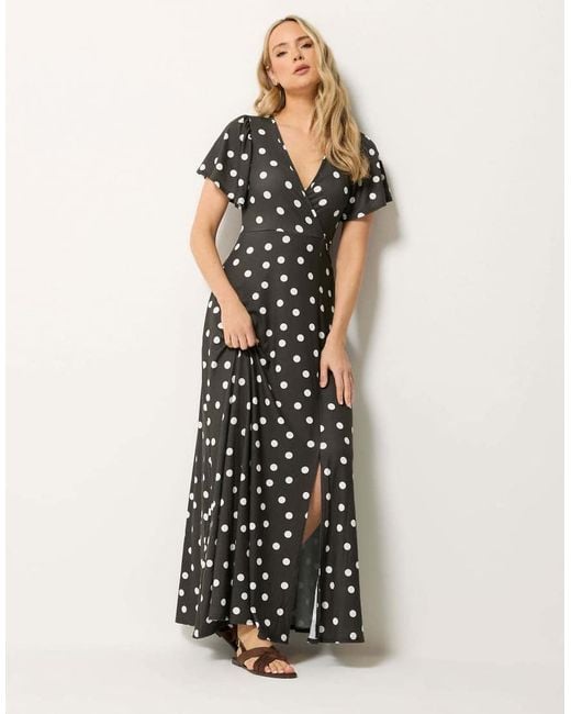 Long Tall Sally White Polka Dot Wrap Maxi Dress