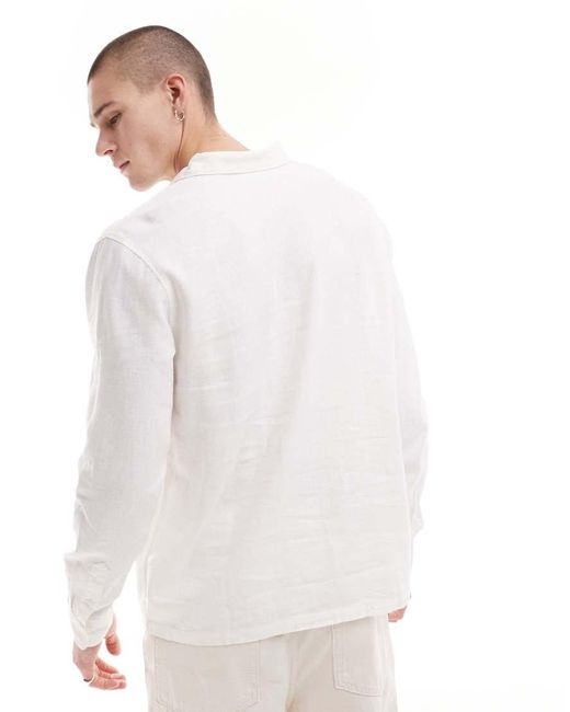 Weekday White Relaxed Fit Linen Blend Shirt for men