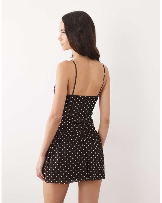 ASOS Natural Cami Mini Dress With Lace Detail