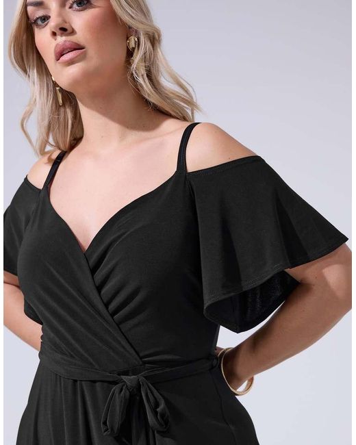 Yours Clothing Black Cold Shoulder Maxi Dress