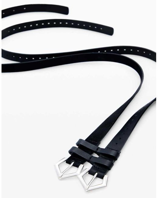 Desigual Black Double Leather Belt