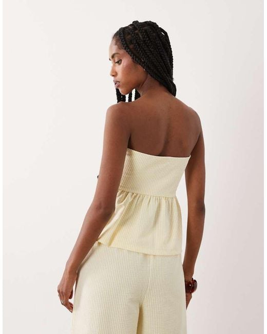 ASOS Natural Micro Stripe Peplum Top Co-ord