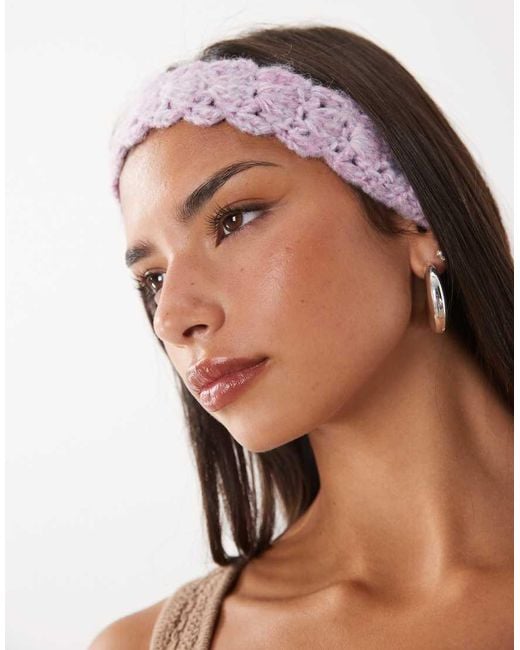 Kiwi & Co Brown Handknit Crochet Tie Back Headband