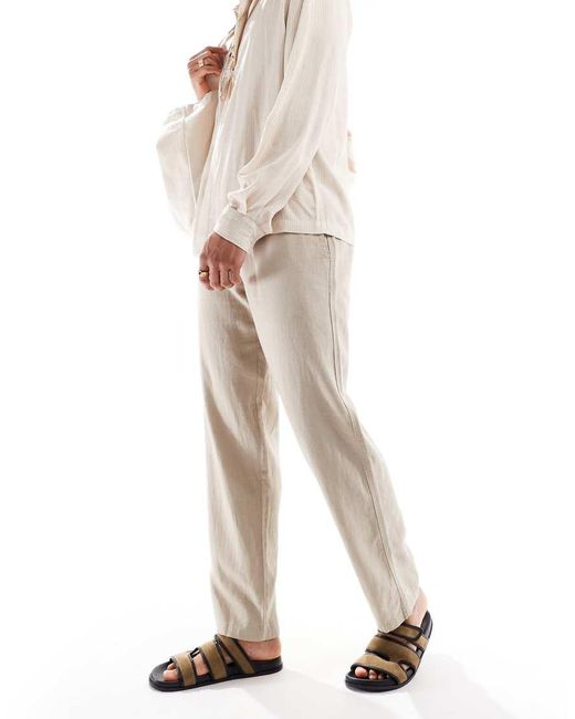 Threadbare Natural Linen Mix Relaxed Pants for men