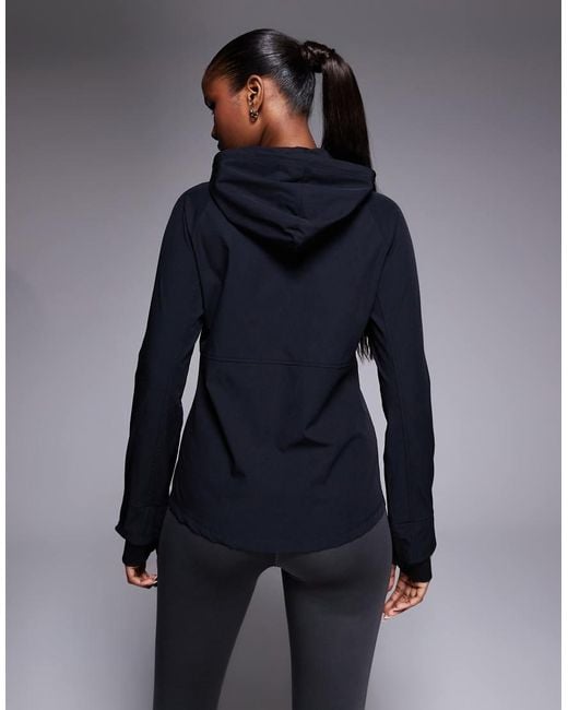 4505 Blue Water Repellent Slim Fit Running Jacket With Hood And Zip Pockets