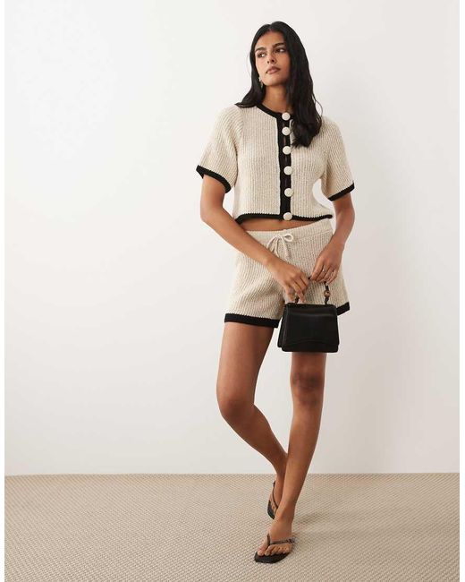 ASOS Natural Knitted Linen Blend Cardigan Co-ord