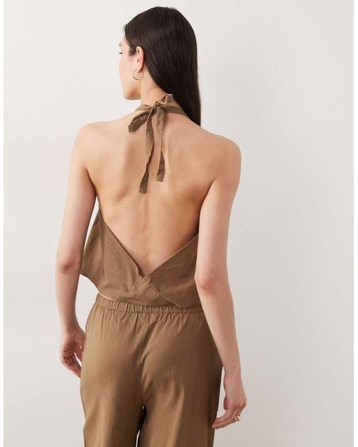 esmé studios Brown Esmee Halter Beach Crop Top