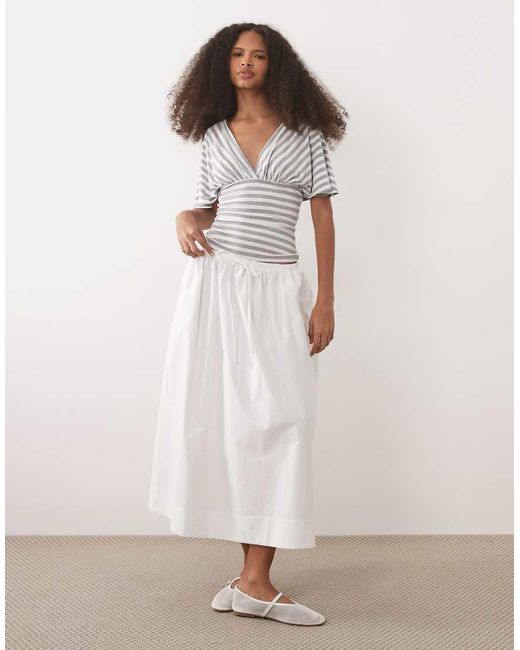 ASOS White Plunge Sleeveless Tie Back Cinch Top