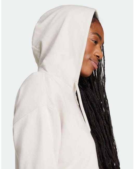 Adidas Originals White Essentials Linear Full-Zip French Terry Hoodie