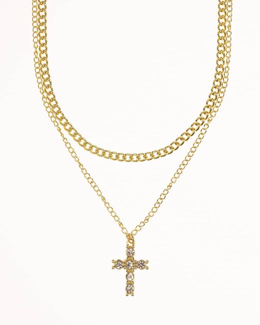 Collier en plaqué or avec pendentif croix orné Lovisa en coloris Metallic