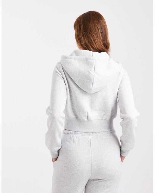 Cotton On White Cropped Zip Through Hoodie