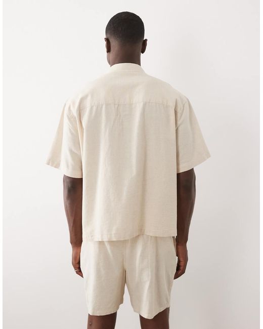 ASOS Natural Boxy Oversized Shirt With Linen for men