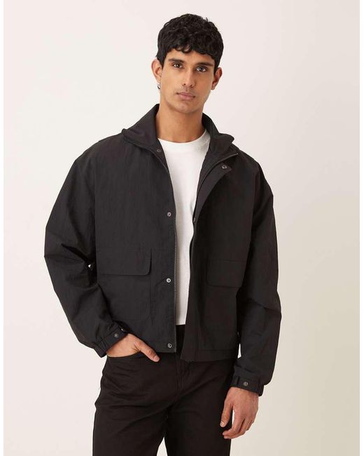 ASOS Black Oversized Funnel Neck Jacket for men