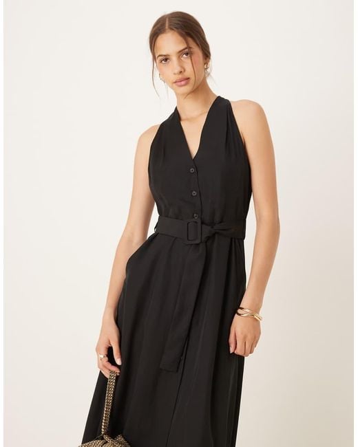 Vestito Midi Allacciato Al Collo Con Bottoni di Mango in Black