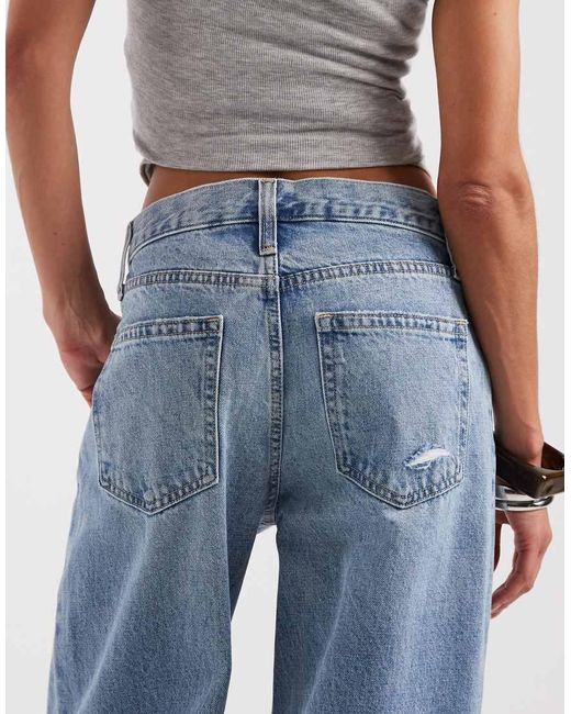 Gap Blue Ripped Wide Leg Jeans