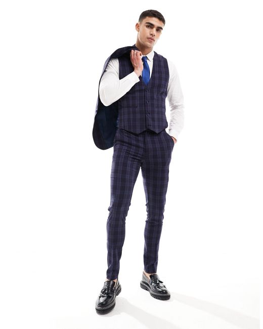 ASOS Blue Skinny Suit Trouser for men