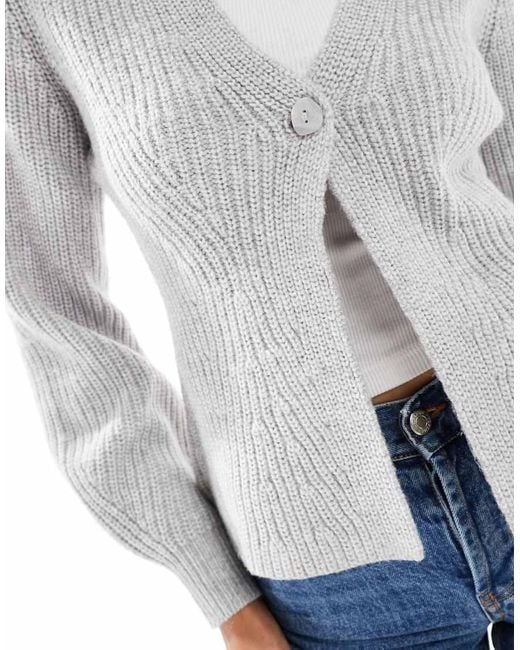 New Look Gray One Button Cardigan