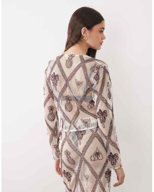 River Island Brown Crochet Motif Cardigan Co-ord