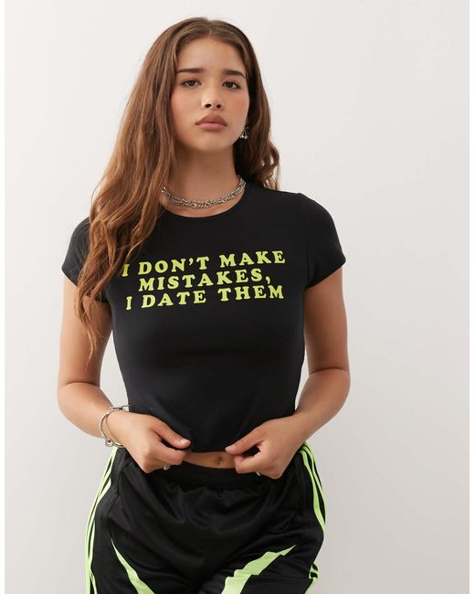 Noisy May Black Baby Tee With Mistakes Print